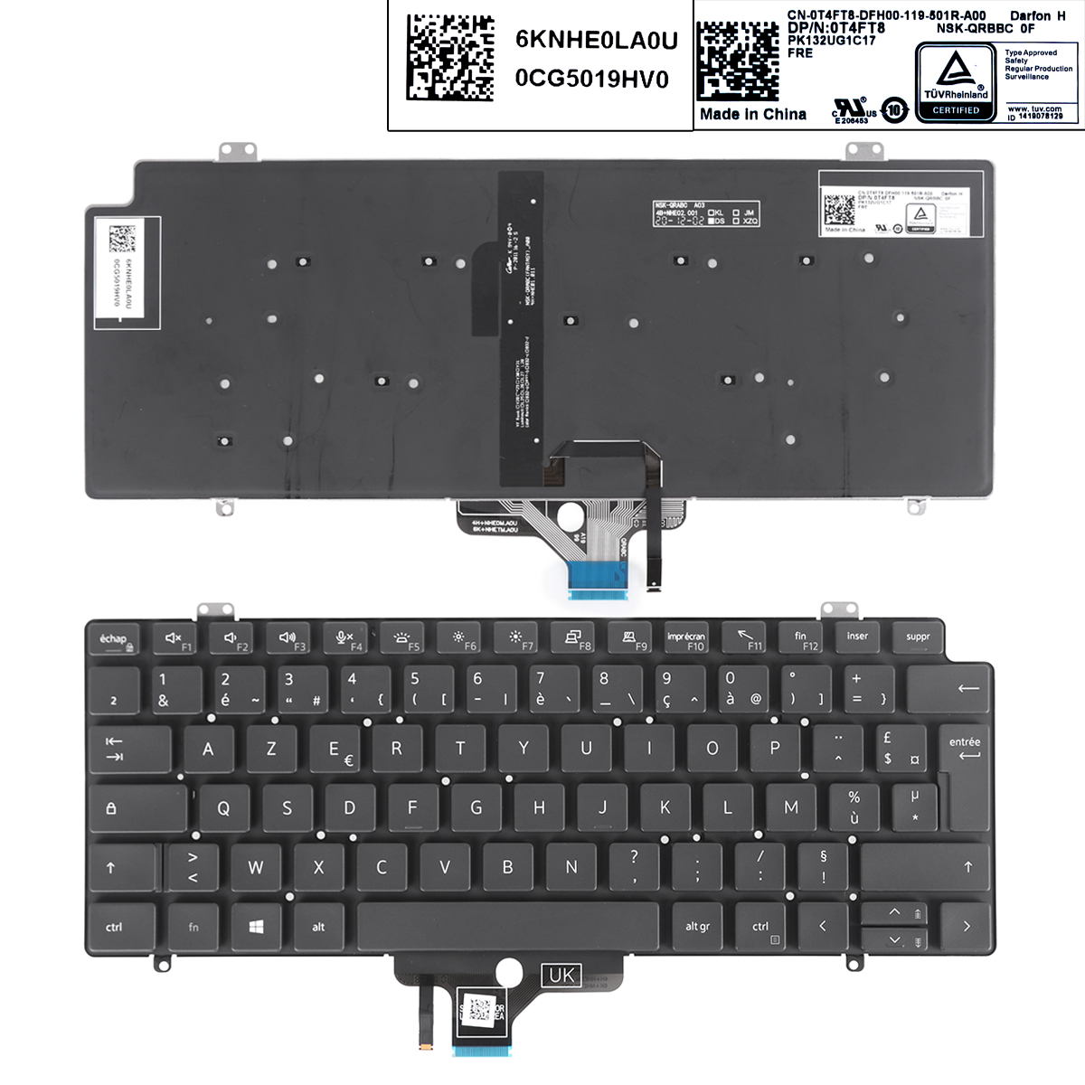 Picture of New Replacement Laptop Keyboard For 7410 Black  Backlit Fr,DELL Latitude 7410 7420 5420 BLACK (Backlit Win8) FR Layout